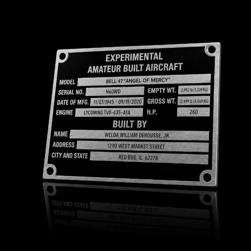 Aircraft Placard